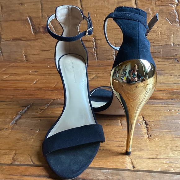 Zara Black & Gold Stiletto Suede Ankle Strap High Heels, Women’s EU 38, US 7.5 - Picture 13 of 13